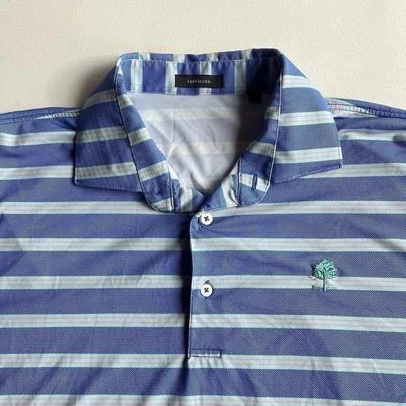 Turtleson‎ blue/pink striped polo tennis prep classic traditional casual large - Picture 2 of 8